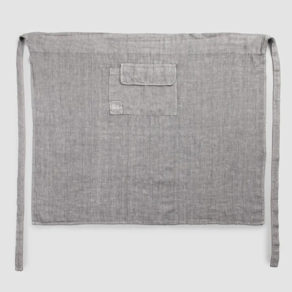 Küchenschürze in Anthrazitgrau Leinen Low Model mit Pocket - Flick