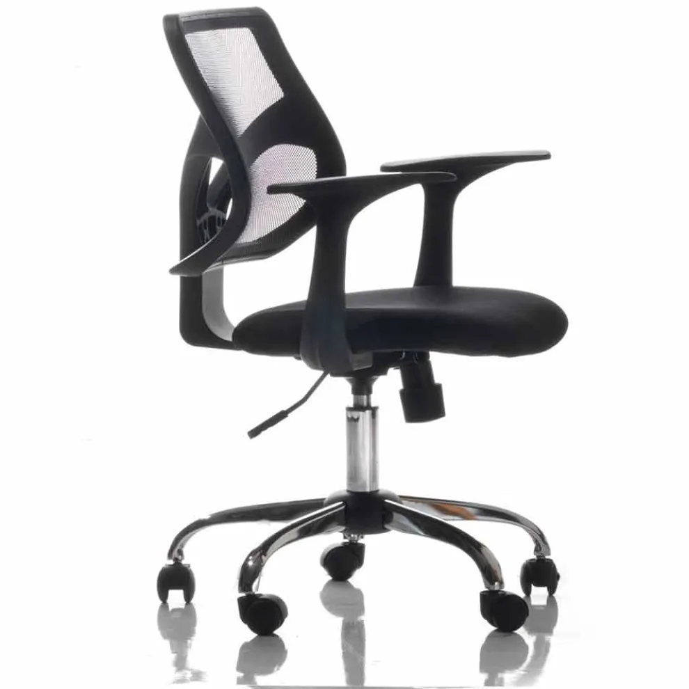 Bürostuhl mit rotierenden Rädern, Schwarz und Gewebe - Giovanna