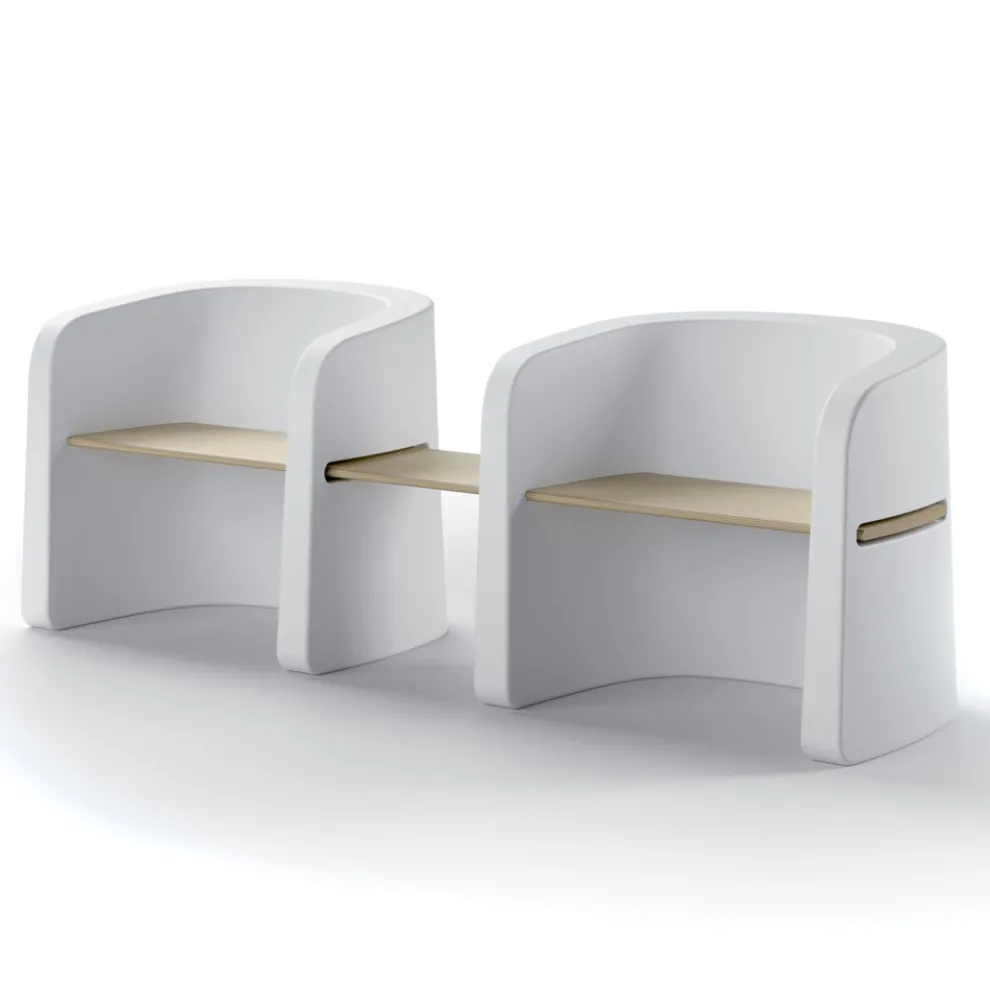 Gartenbank aus Polyethylen und Birkenholz Made in Italy - Talula