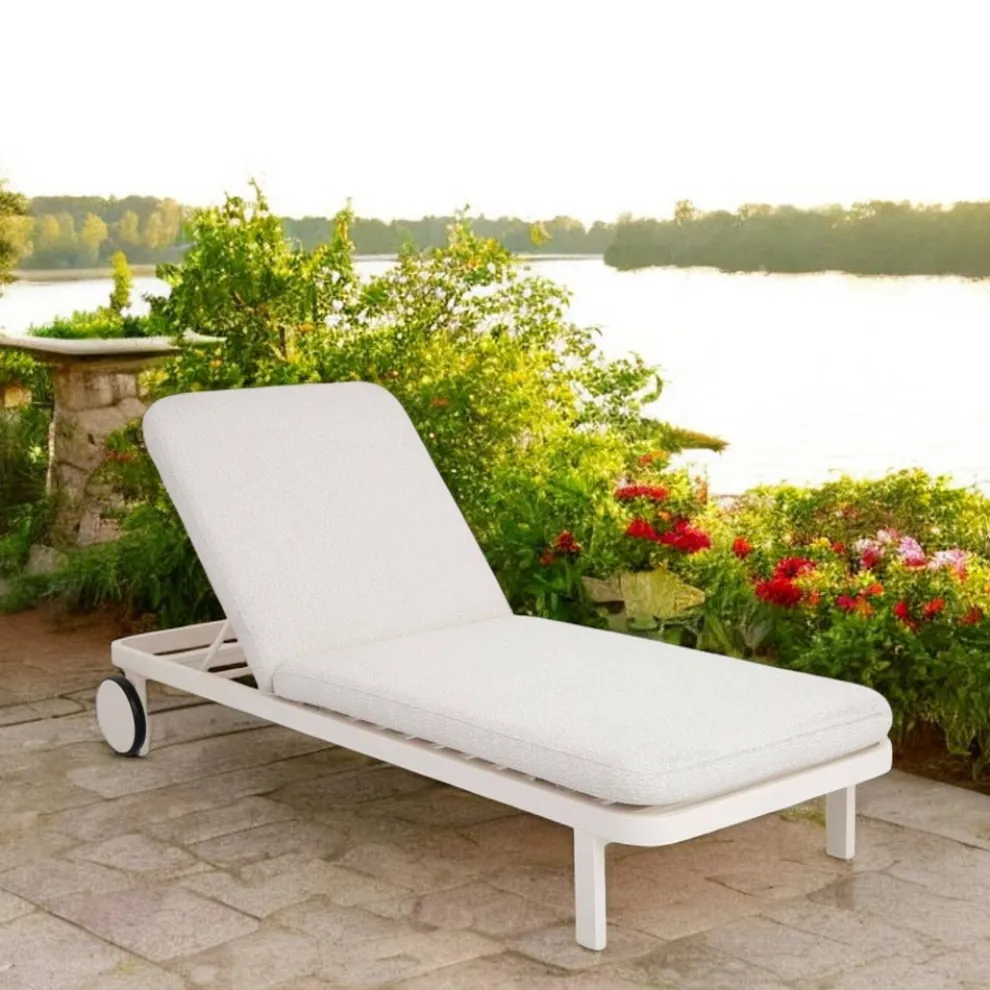 Outdoor-Liege aus Aluminium und Stoff mit Rädern - Solaria