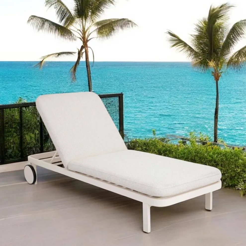 Outdoor-Liege aus Aluminium und Stoff mit Rädern - Solaria