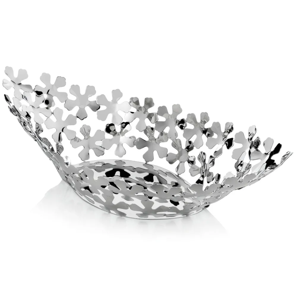 Silbernes Design-Mittelstück aus Metall mit Design-Blumendekorationen - Megghy