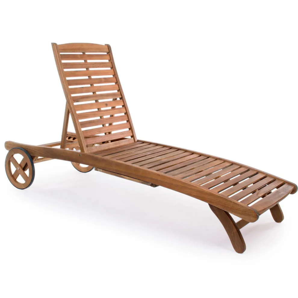 Garten Chaiselongue aus Holz mit Designrädern für den Außenbereich - Roxen