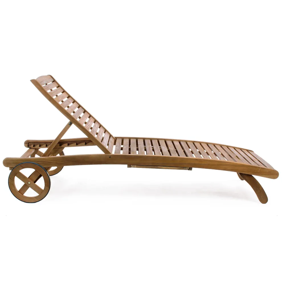 Garten Chaiselongue aus Holz mit Designrädern für den Außenbereich - Roxen