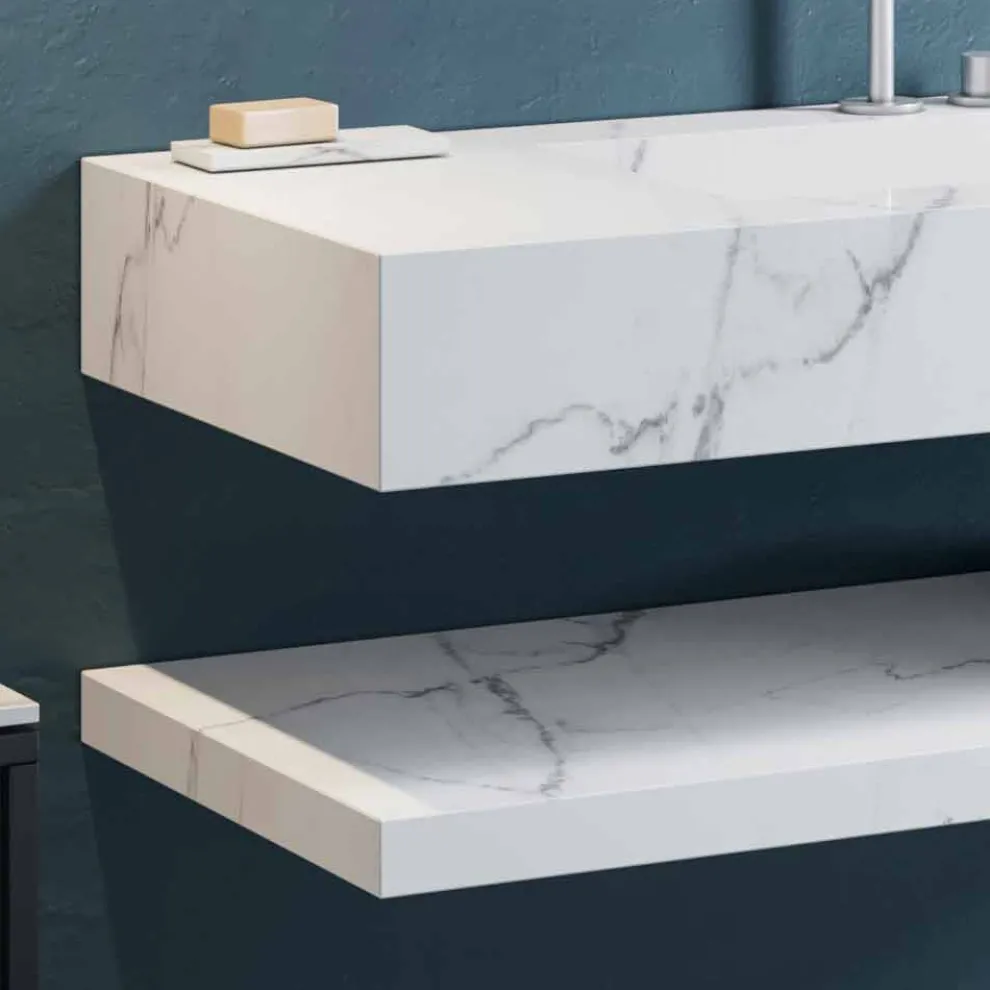 Abgehängte Badezimmermöbel Komposition 2 aus hochwertigem Steinzeug Made in Italy - Rampina