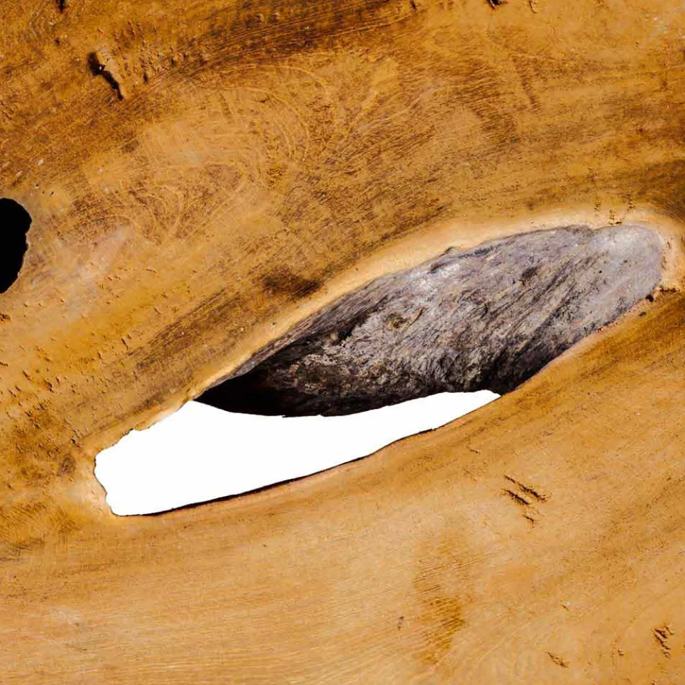 Abgehängte Badezimmerplatte aus massivem Teakholz, Einzelstück - Perfekt