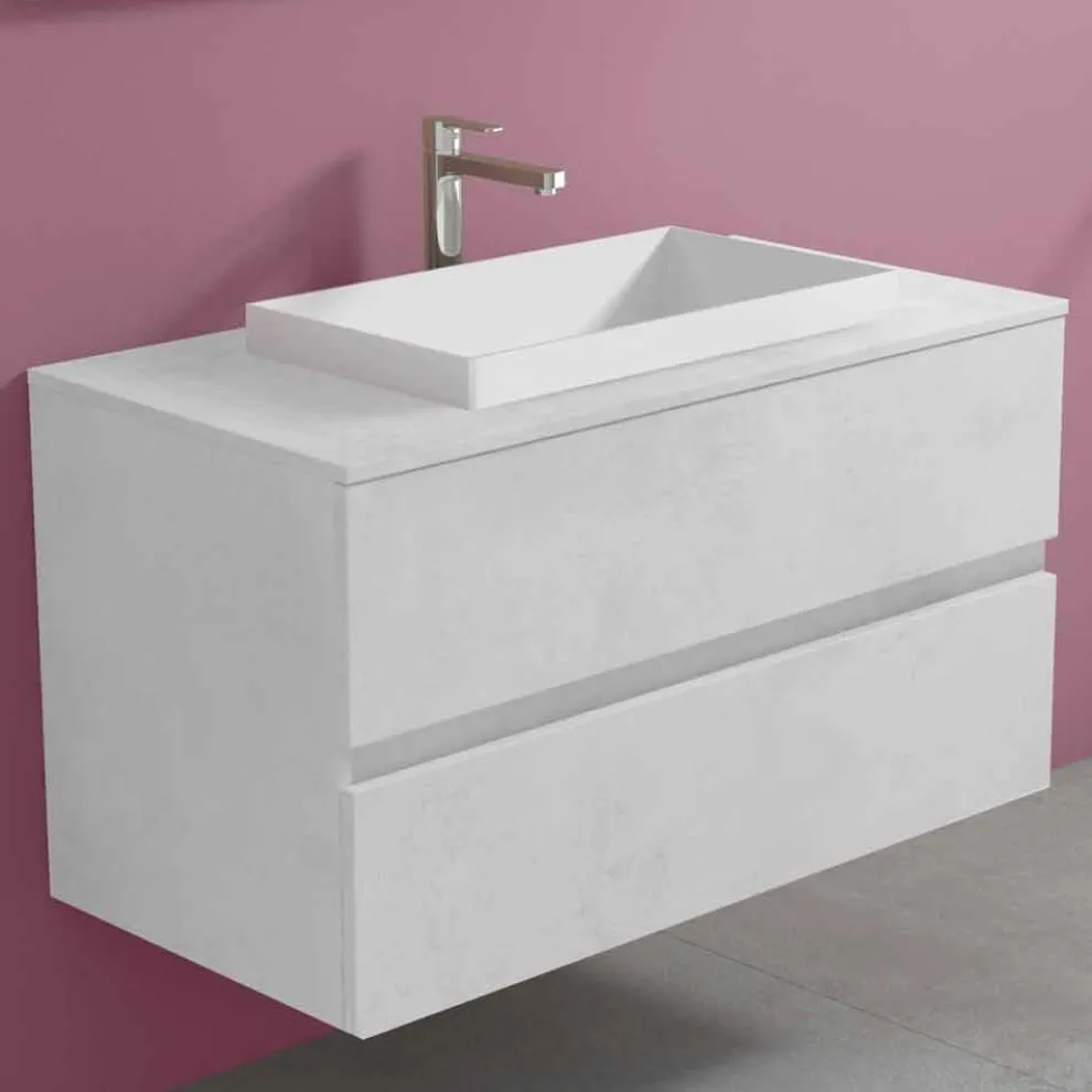 Abgehängter Badezimmerschrank mit eingebautem Waschbecken, modernes Design - Casimira