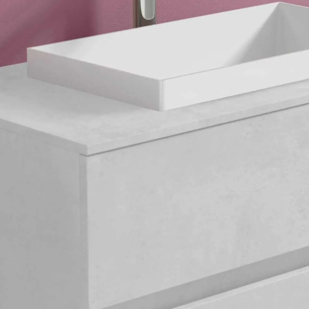 Abgehängter Badezimmerschrank mit eingebautem Waschbecken, modernes Design - Casimira