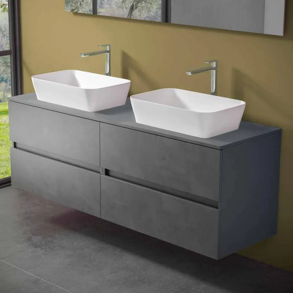 Abgehängter Badezimmerschrank mit Doppelwaschbecken - Mandrillo