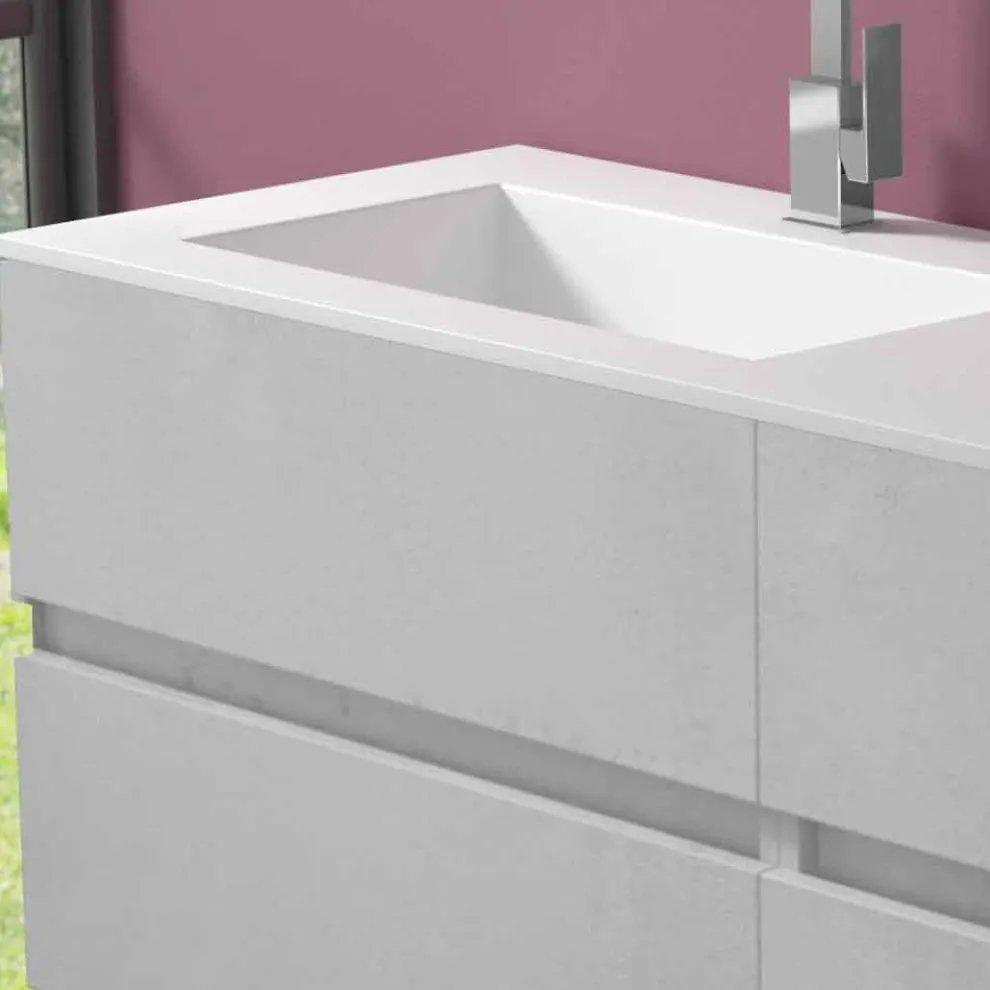 Abgehängter Badezimmerschrank mit Doppelwaschbecken, modernes Design in 4 Ausführungen - Doublet