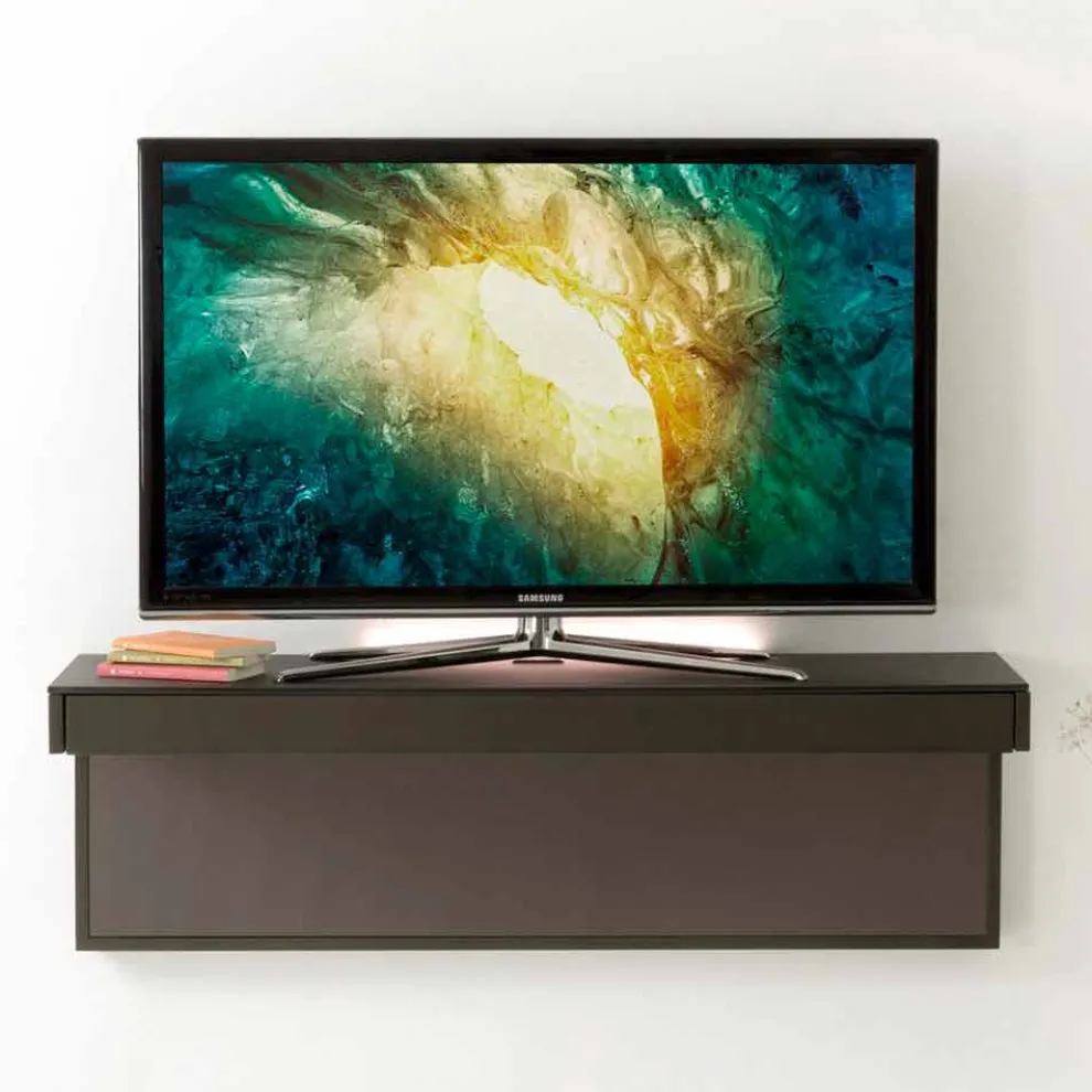 Abgehängter TV-Ständer mit Satin-Kristallplatte Hergestellt in Italien - Americio