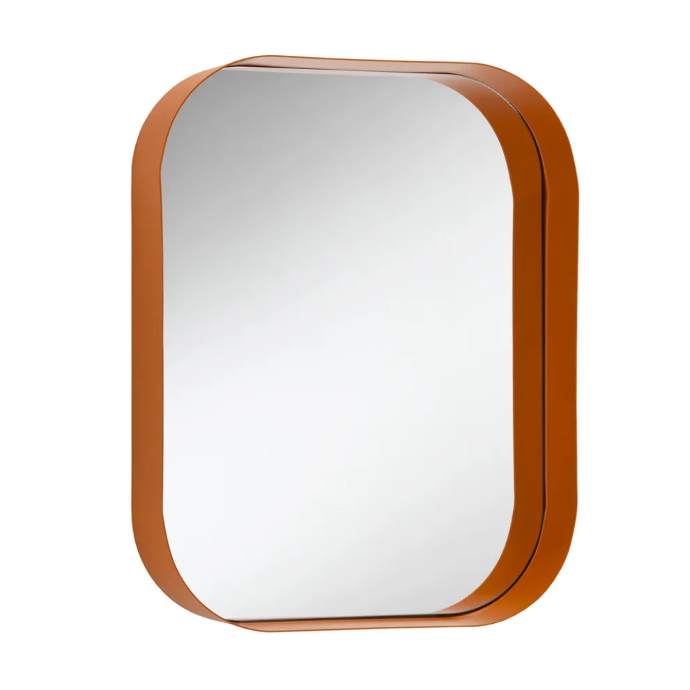 Abgerundeter rechteckiger Spiegel, Metallrahmen Made in Italy - Alexandra