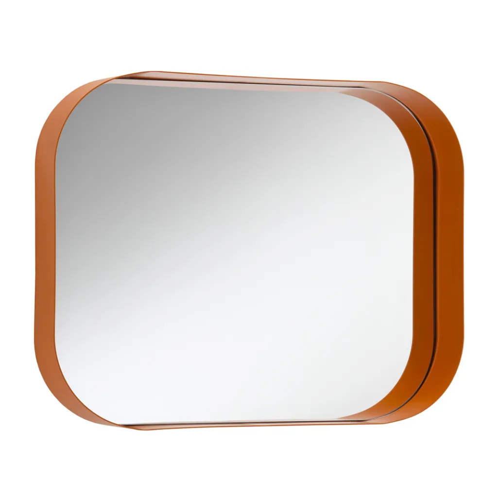Abgerundeter rechteckiger Spiegel, Metallrahmen Made in Italy - Alexandra