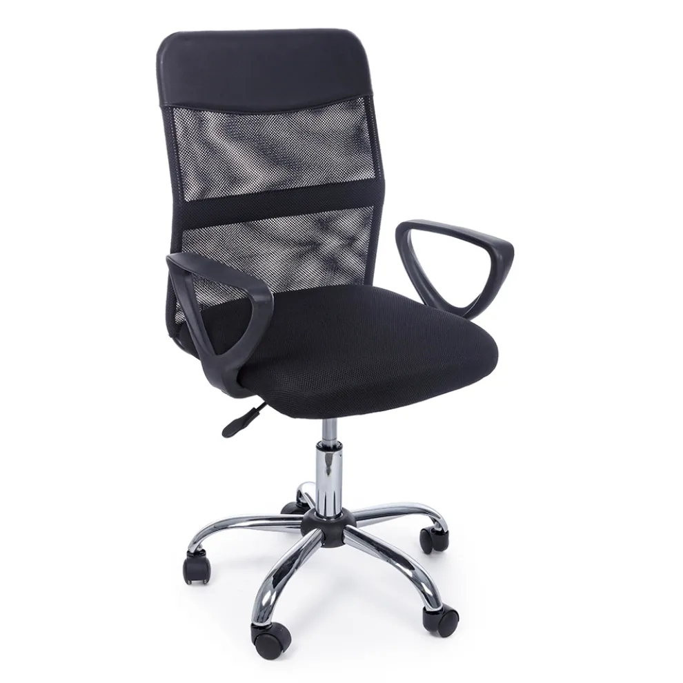 Bürodrehstuhl Stahl und Polyestergewebe mit Armlehnen - Amuni