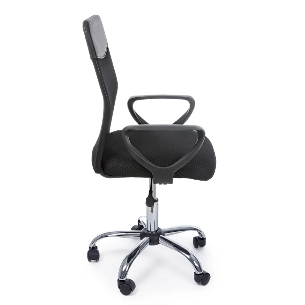 Bürodrehstuhl Stahl und Polyestergewebe mit Armlehnen - Amuni