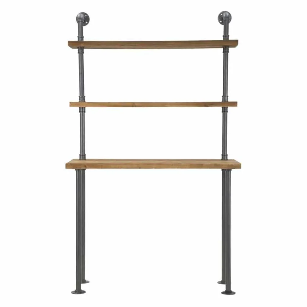 Schreibtisch mit Regalen im Industriedesign aus Eisen und Holz - Aubry