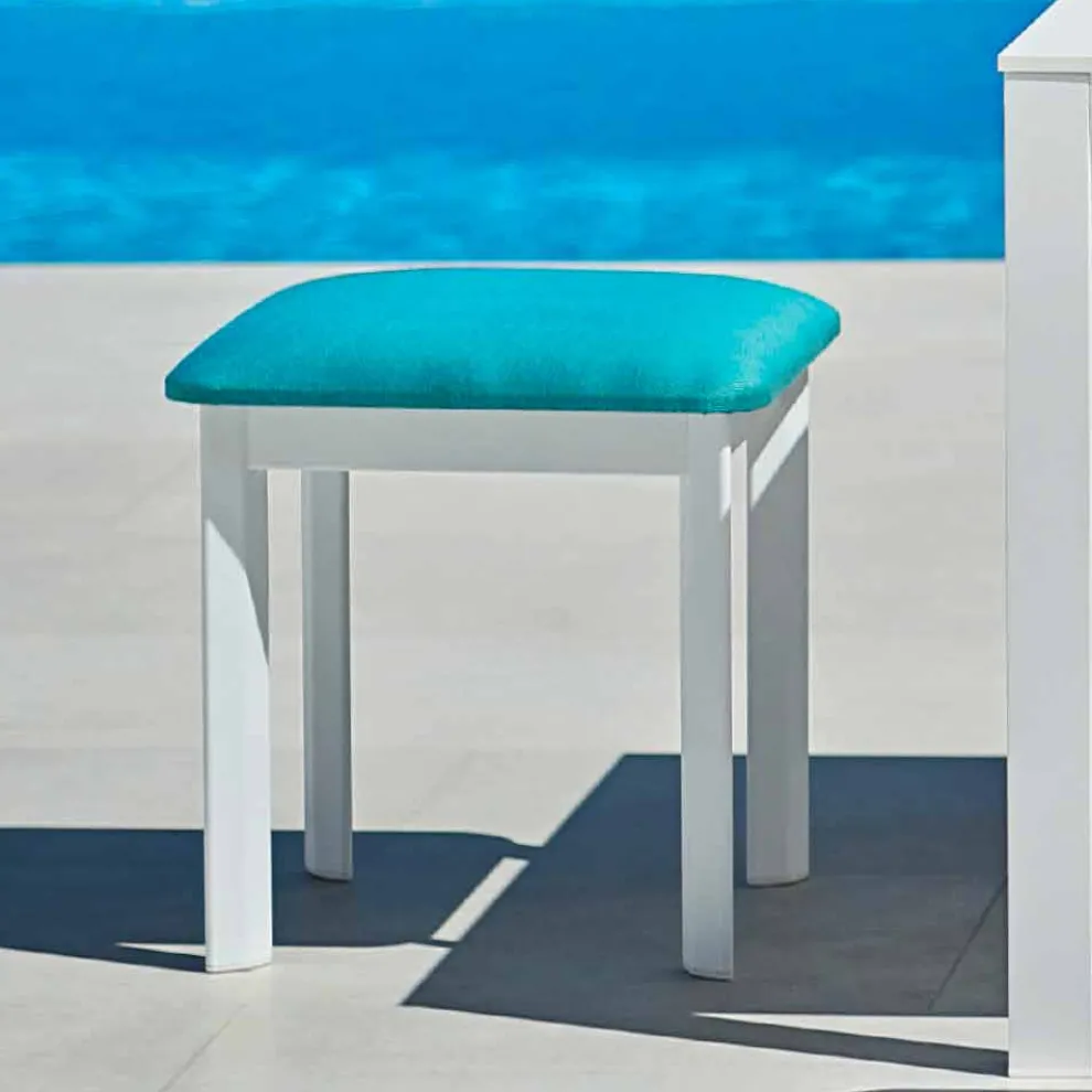 Gartenhocker aus gepolstertem Stoff und Aluminium Varaschin System