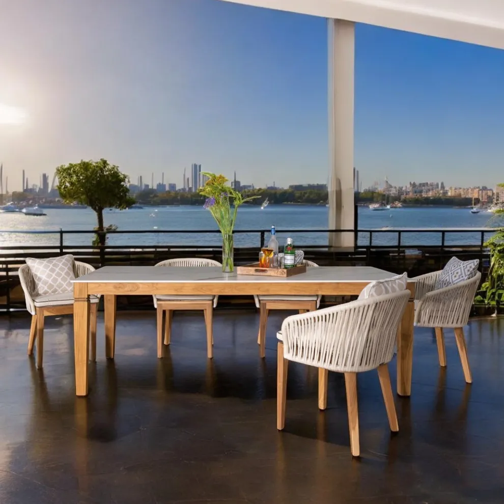 Gartentisch aus natürlichem Teakholz und Keramikplatte - Artes