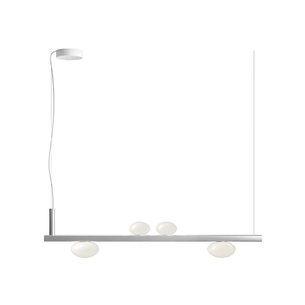 Aluminium-Kronleuchter mit weißem mundgeblasenem Glaslicht - Alma