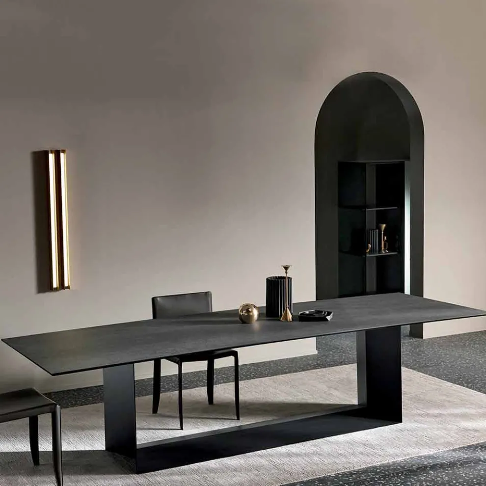 Anthrazit Savoy Stone Keramik Esstisch Made in Italy - Dunkelbraun