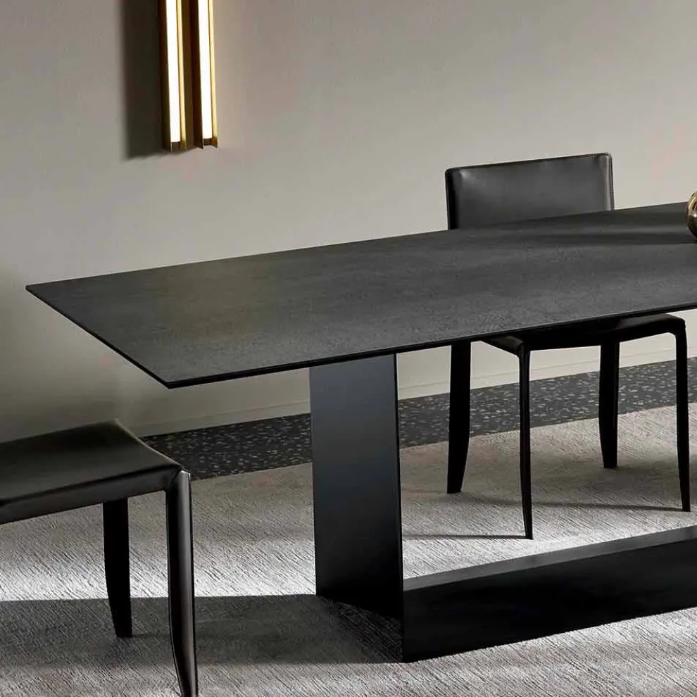 Anthrazit Savoy Stone Keramik Esstisch Made in Italy - Dunkelbraun