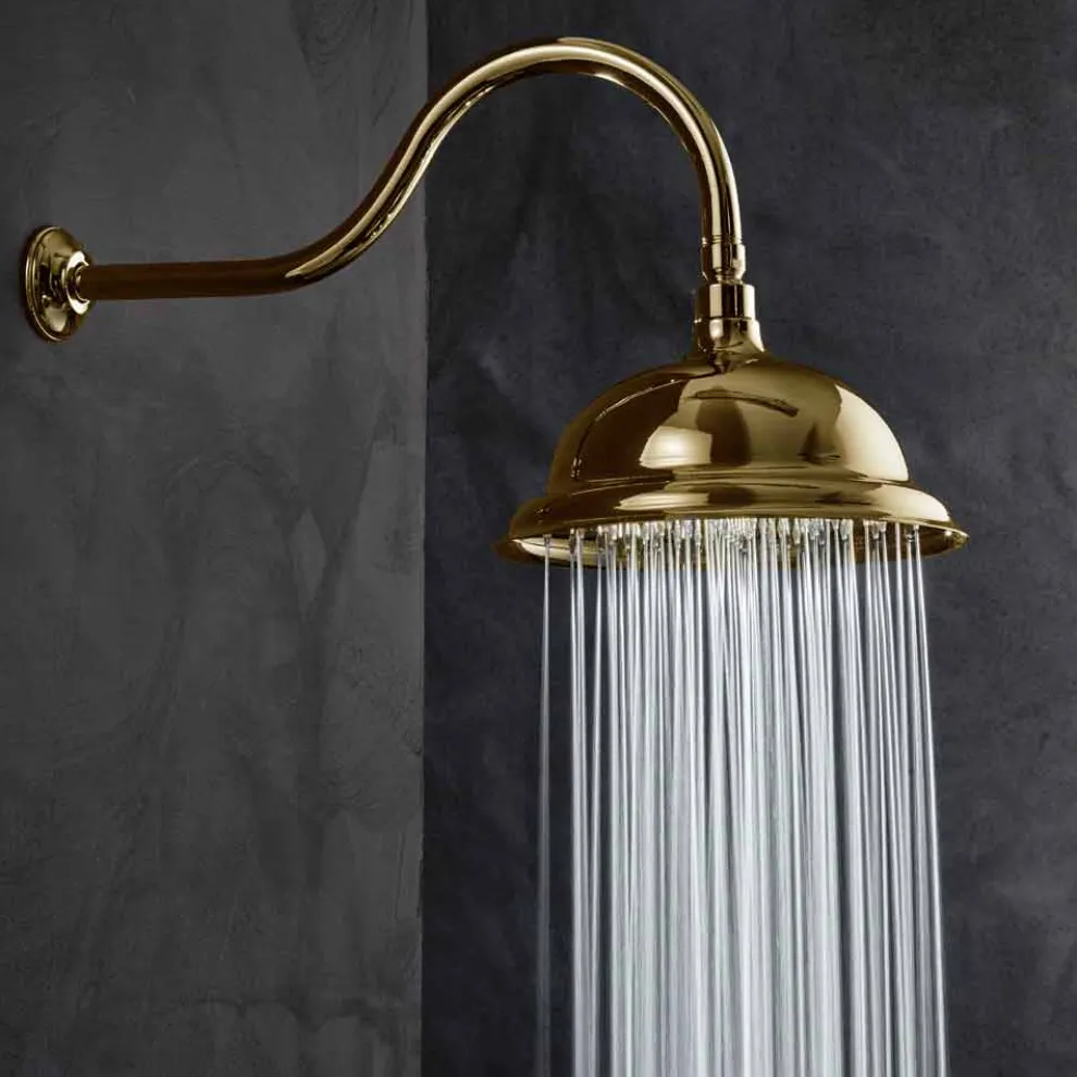 Anti-Kalk-Duschkopf aus Stahl und klassischem Messing Made in Italy - Mingo