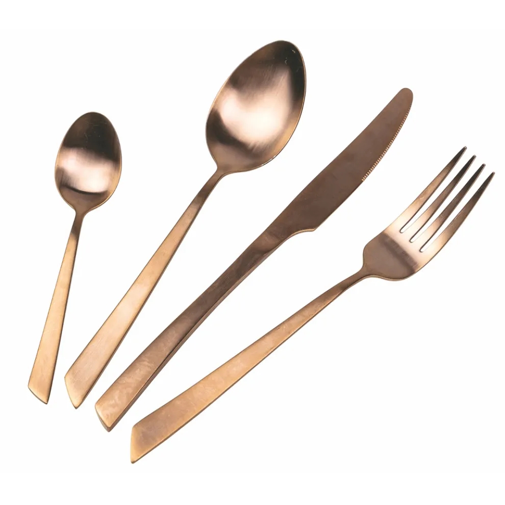 24-teiliges Besteckset aus flachem schwarzem Stahl oder Kupfer - Antozoi