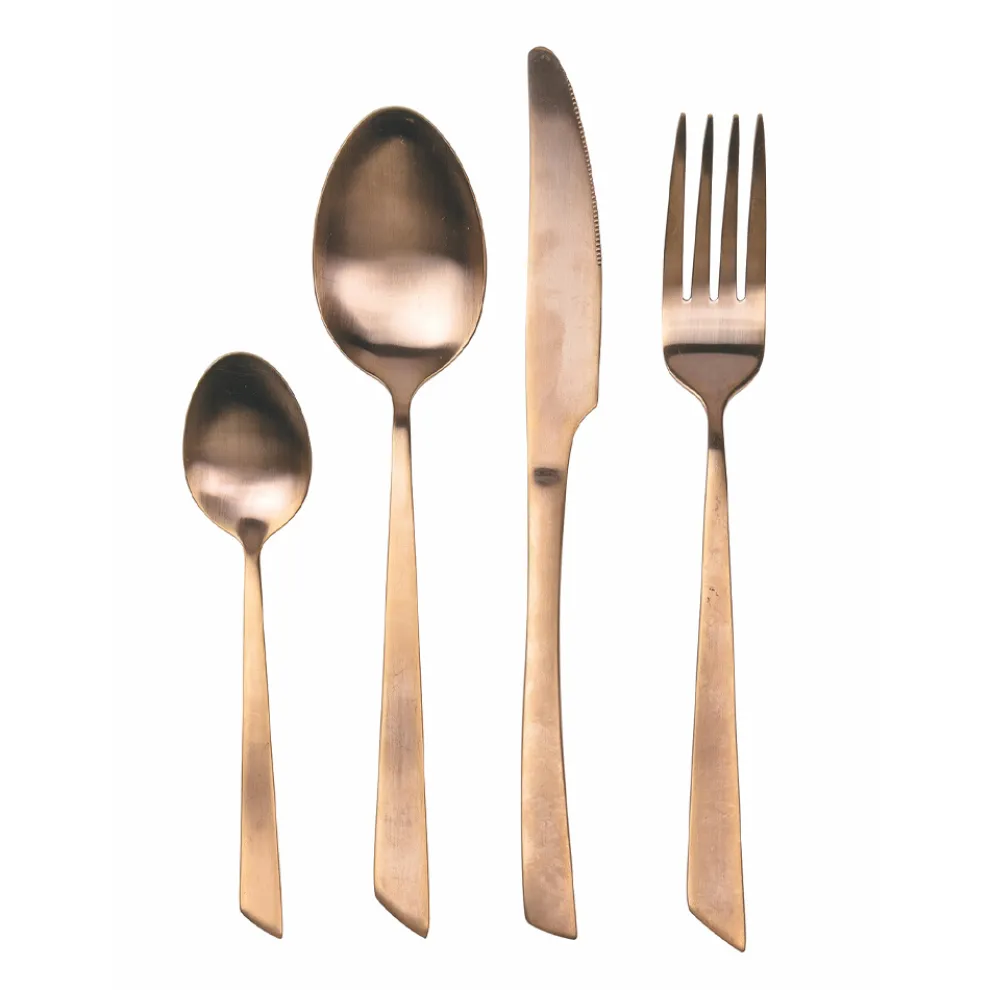 24-teiliges Besteckset aus flachem schwarzem Stahl oder Kupfer - Antozoi