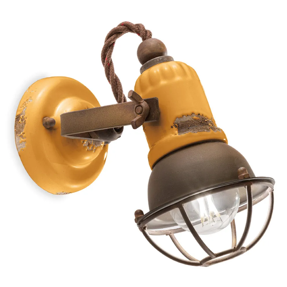 Applikations-Spotlight im Industriestil, handgefertigt aus Eisen und Keramik – Loft