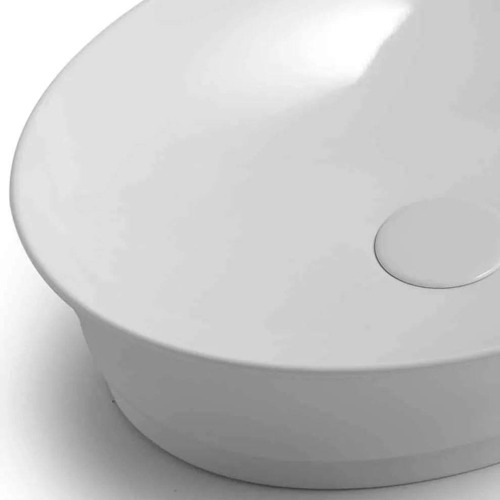 Arbeitsplatte Oval Modern Design Keramik Waschbecken Made in Italy - Zarro