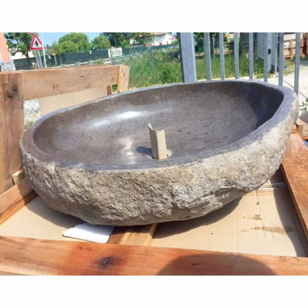 Arbeitsplatte Waschbecken Handgefertigt in Pietra di Fiume - Aurea