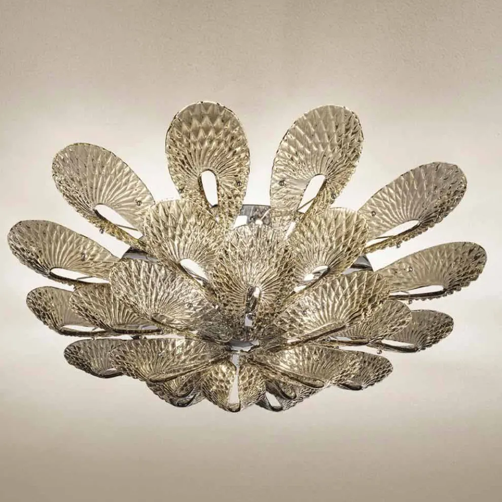 Artisan Deckenlampe aus venezianischem Rauchglas, Made in Italy - Minos