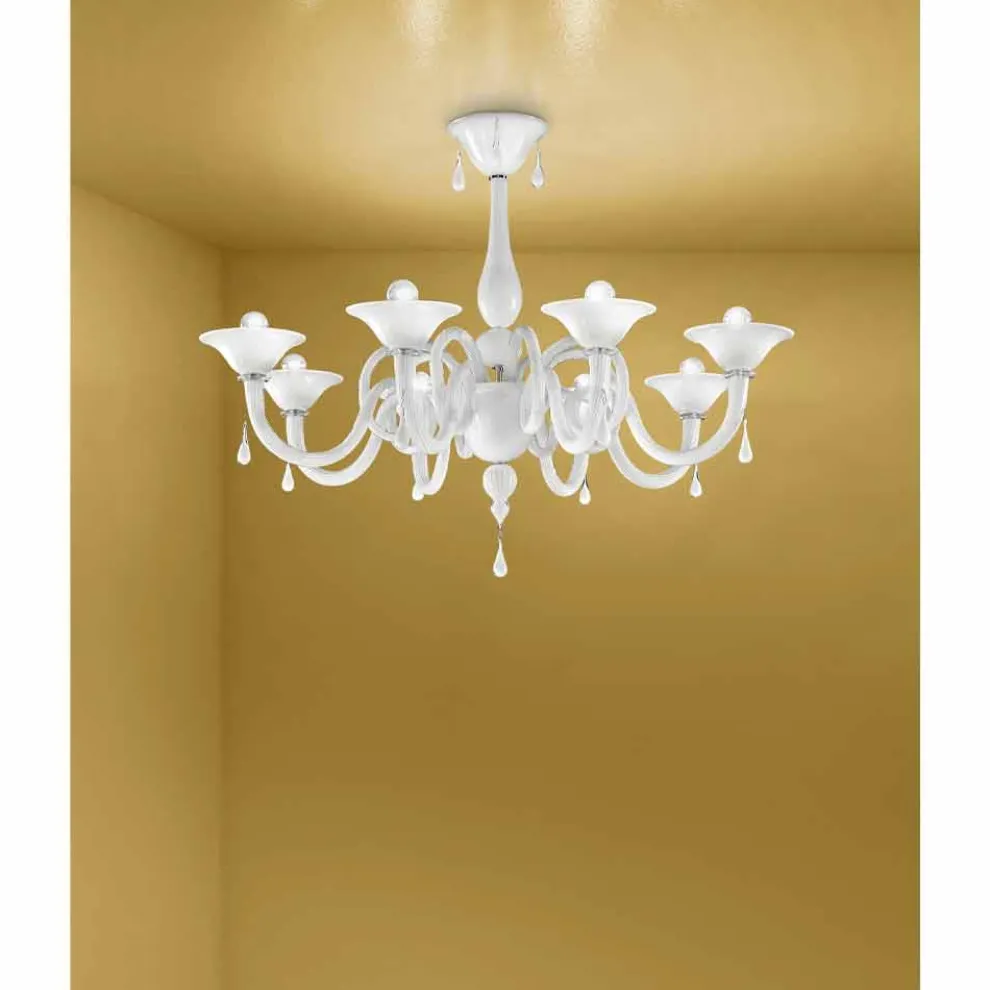 Artisan 8-flammiger Kronleuchter aus Venedig-Glas, Made in Italy - Margheritagh