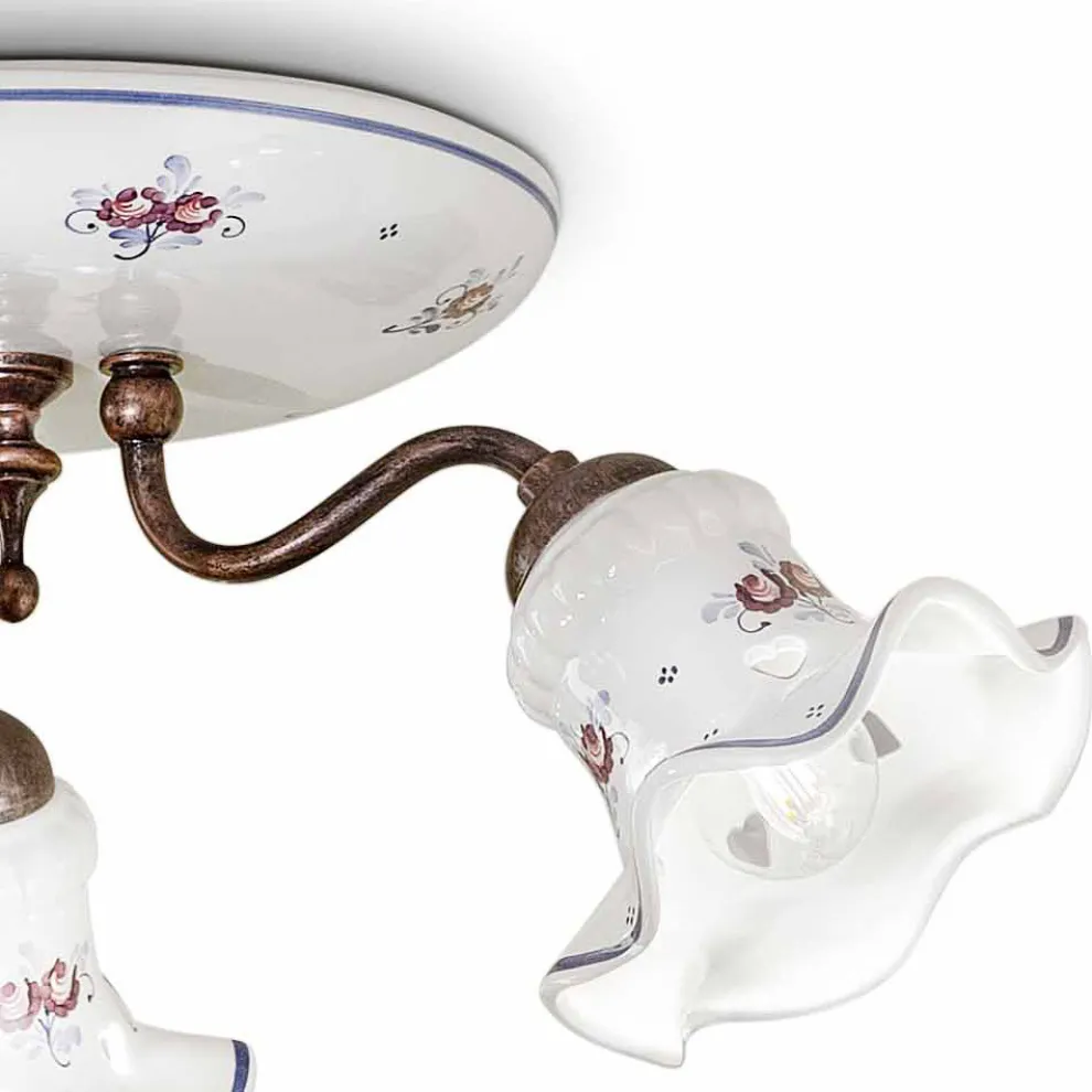 Artisan Vintage Deckenlampe aus Eisen und handbemalter Keramik - Chieti
