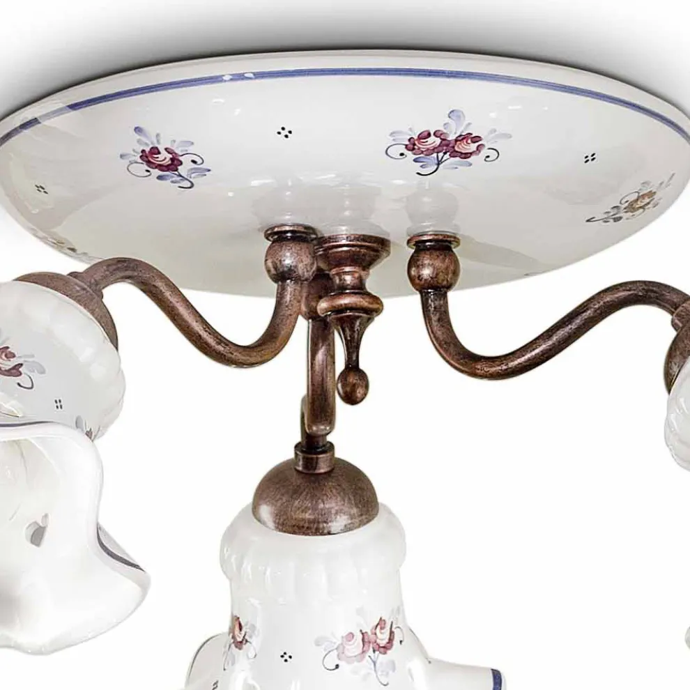 Artisan Vintage Deckenlampe aus Eisen und handbemalter Keramik - Chieti
