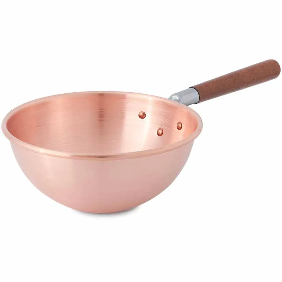 Glatte Bastardella aus massivem Kupfer mit Holzgriff 36 cm - Giampiero