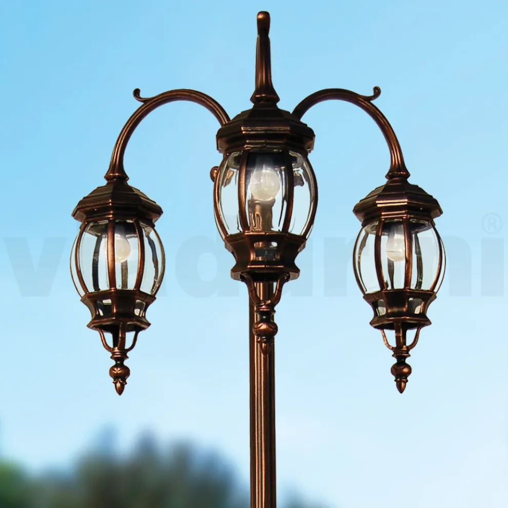 Außenlampe 3 Lichter im Vintage-Stil aus Aluminium, hergestellt in Italien – Leona