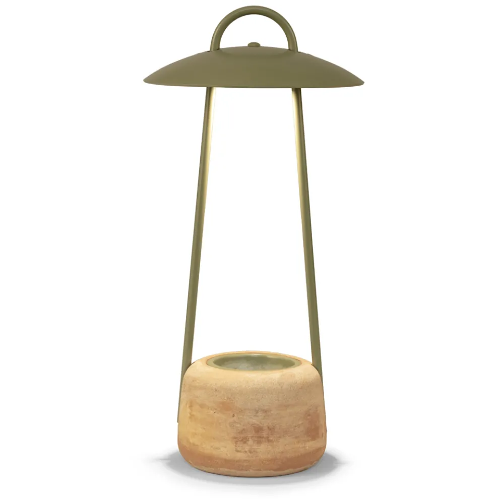 Außenlampe mit Pflanzgefäß aus Ton, Aluminium und Messing - Cappello