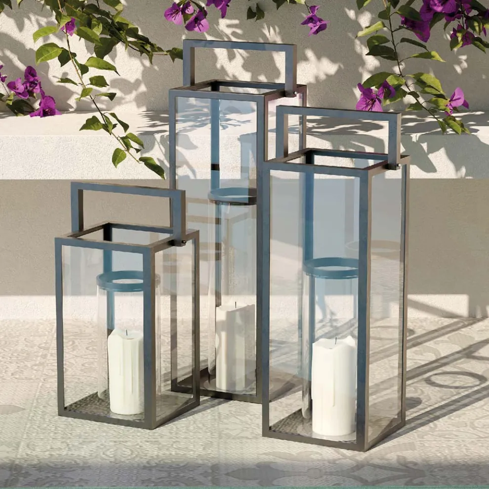 Außenlaterne mit schwarzer Aluminiumstruktur Made in Italy - Eve