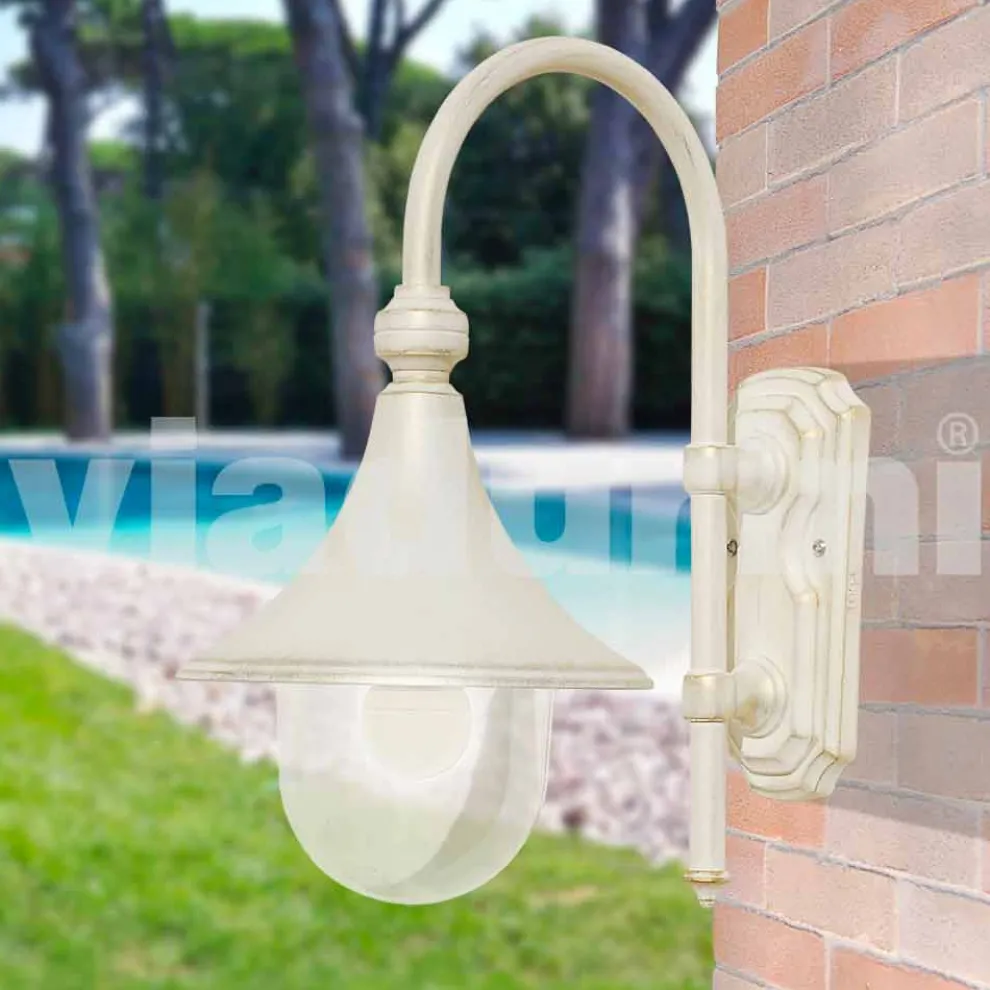 Außenwandleuchte aus weißem Aluminium, hergestellt in Italien, Anusca