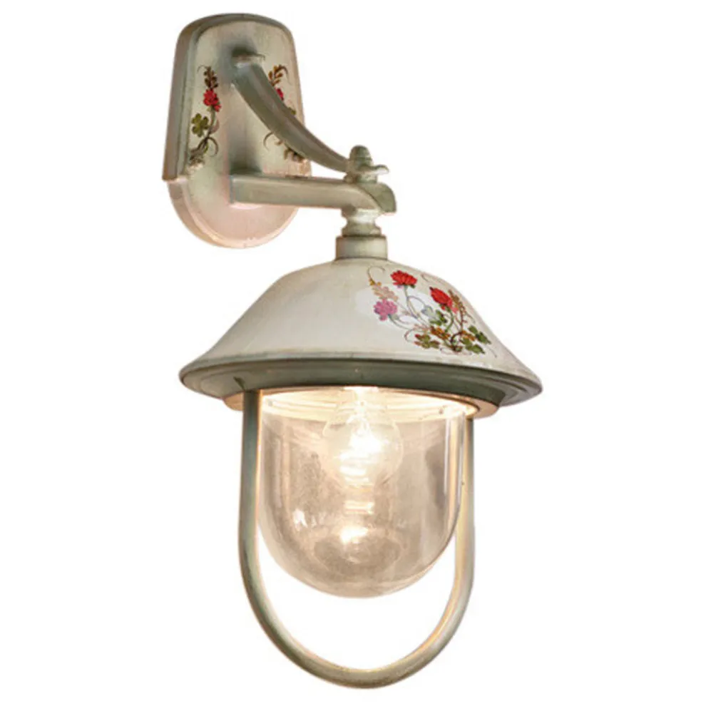 Außenwandleuchte aus handbemaltem Aluminium und Blumendekor - Bari