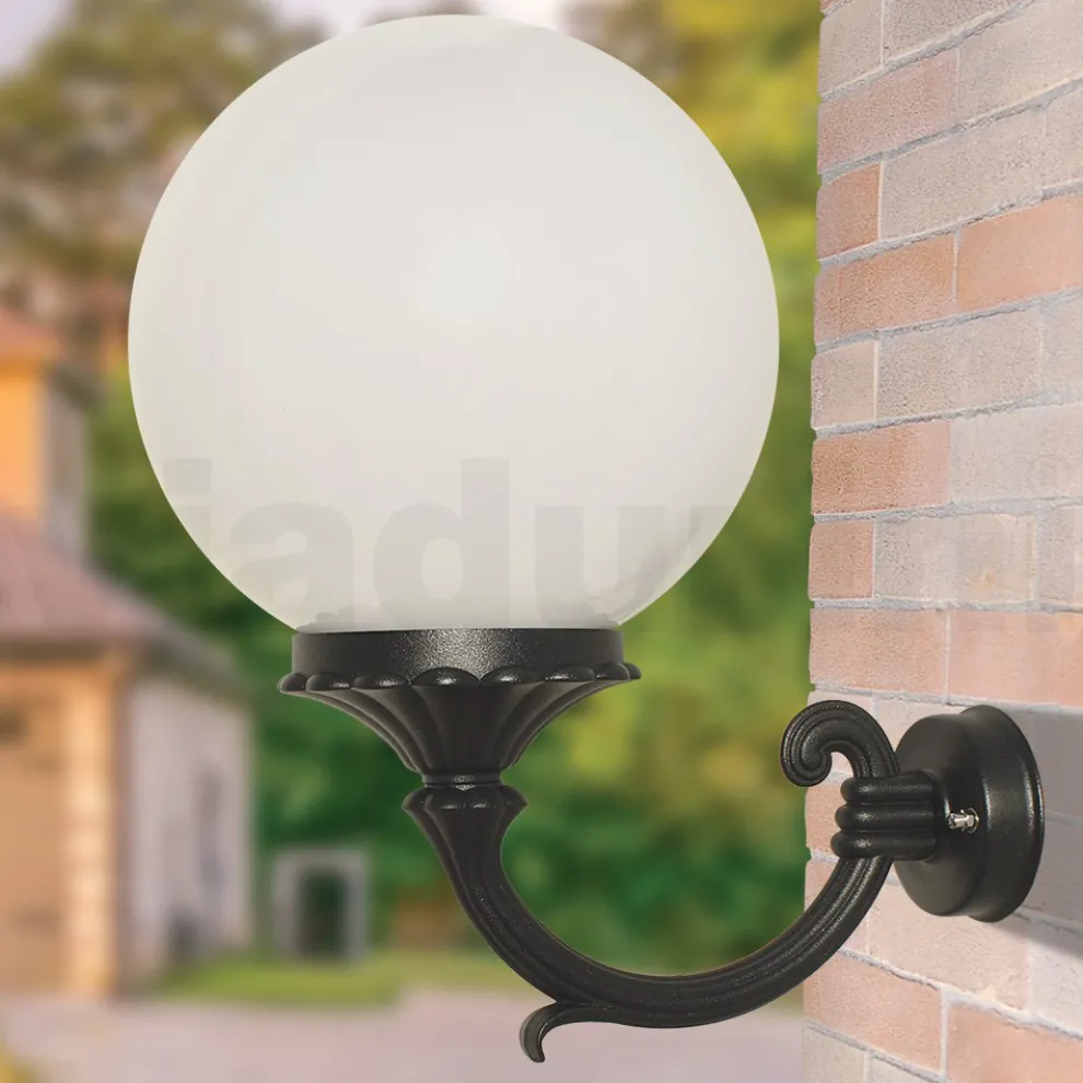 Außenwandleuchte aus Aluminium mit opaler Acrylkugel - Trovaanthrazit