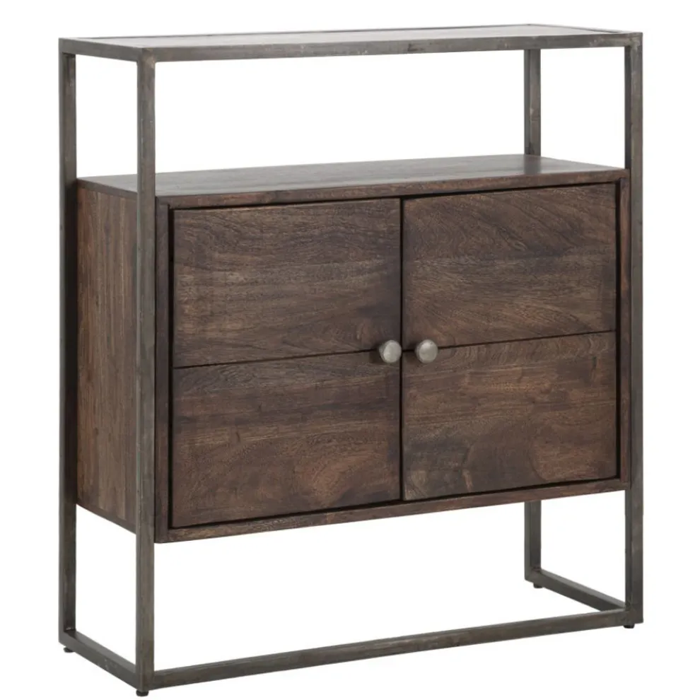 Aufbewahrungsschrank aus Eisen und Akazienholz im Industriestil - Cacio