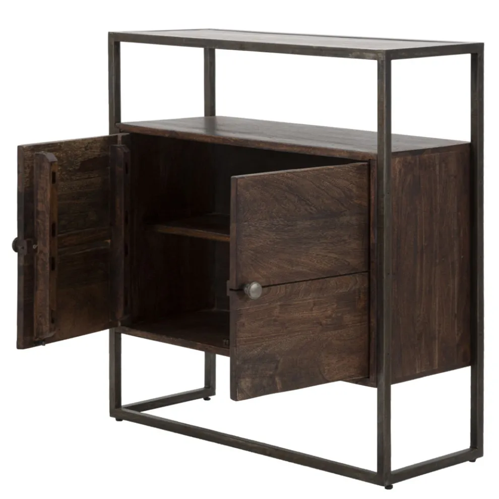 Aufbewahrungsschrank aus Eisen und Akazienholz im Industriestil - Cacio