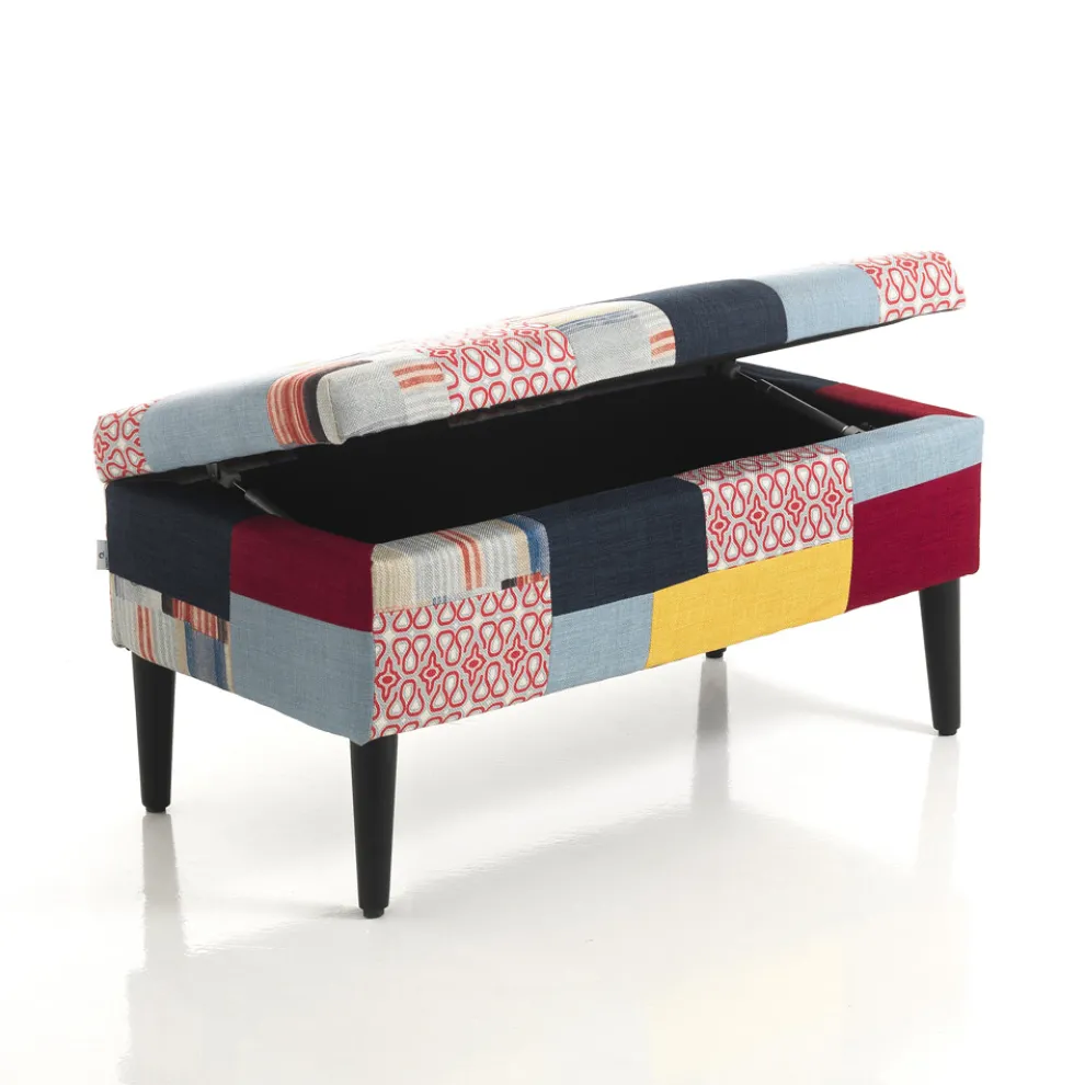 Aufbewahrungstruhe aus Patchworkstoff – Bromo