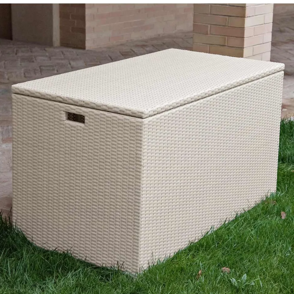 Aufbewahrungstruhe für den Außenbereich aus handgewebtem Polyrattan - Harald