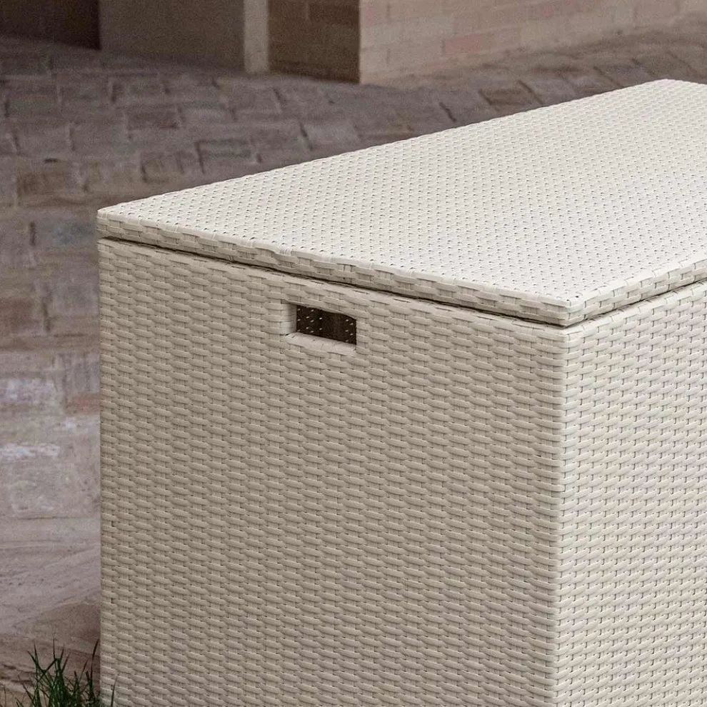 Aufbewahrungstruhe für den Außenbereich aus handgewebtem Polyrattan - Harald