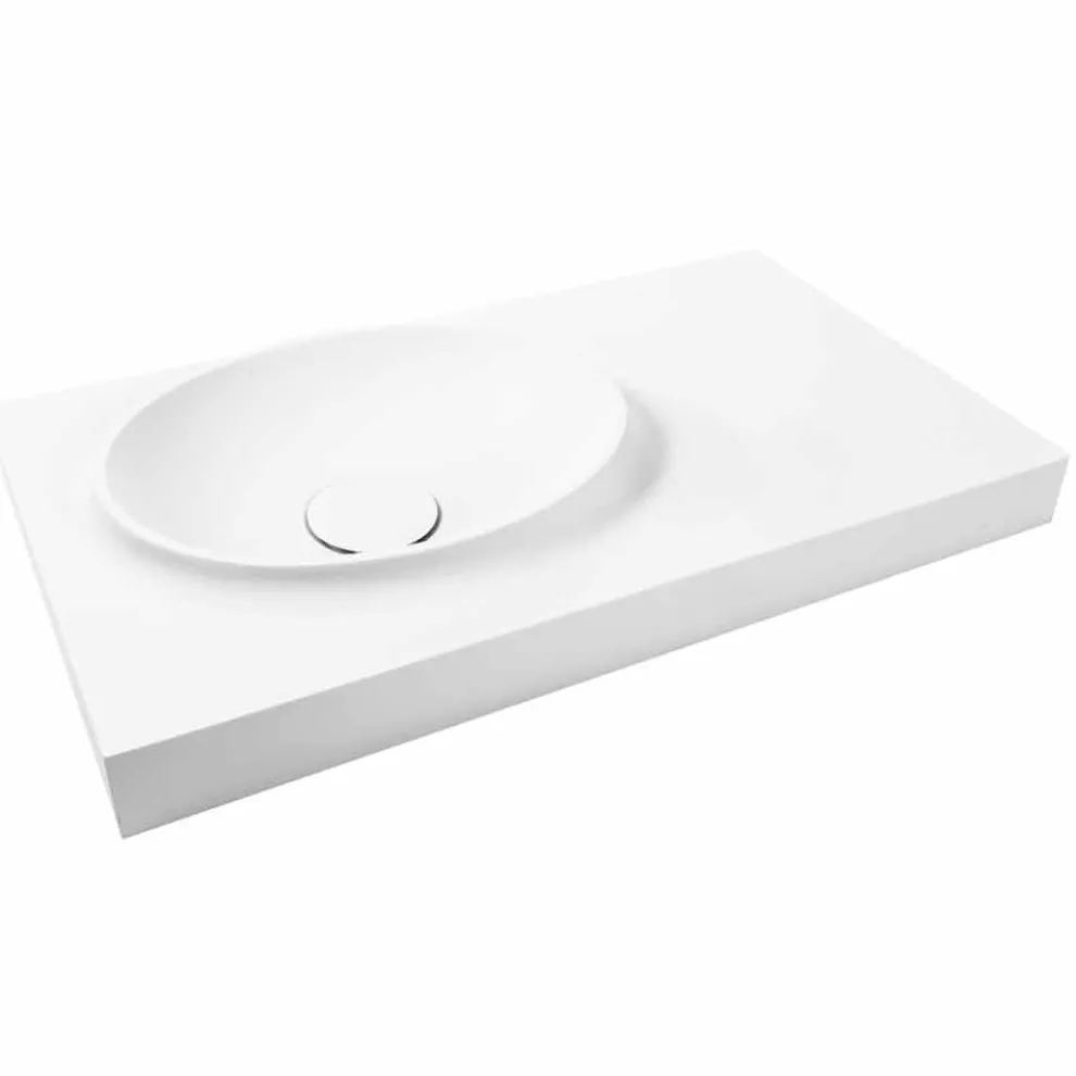 Aufgehängte Mineralwerkstoffplatte mit integriertem Waschbecken Arona