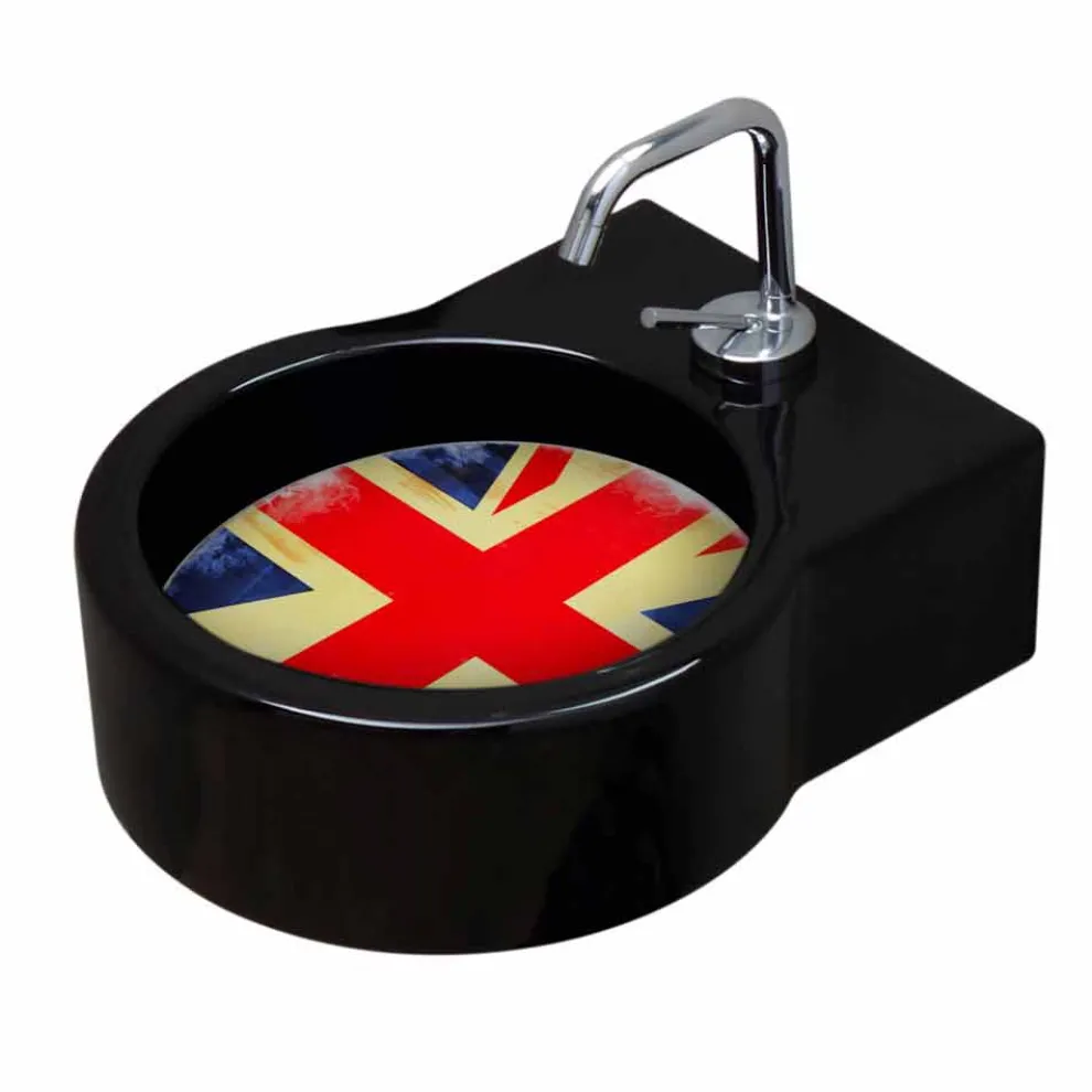 Aufsatz- / Aufsatzwaschbecken aus schwarzer Keramik made in Italy Tor