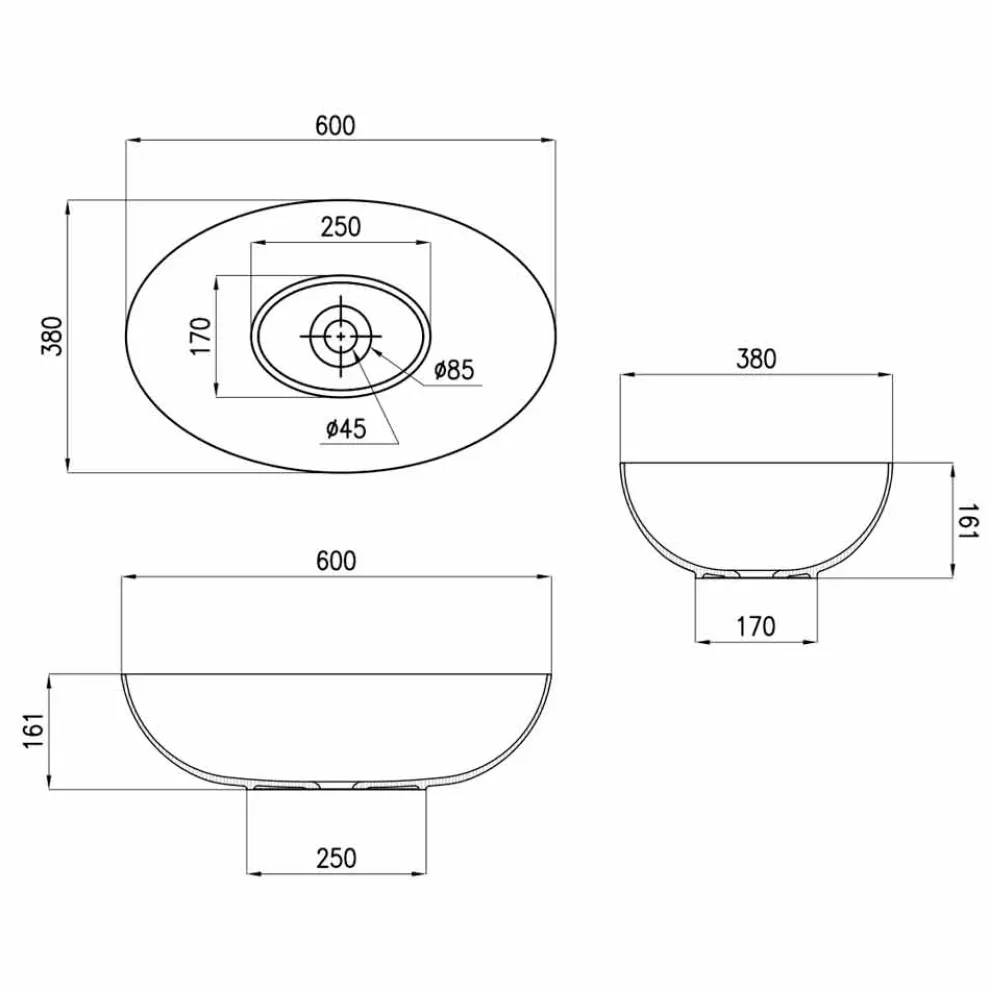 Aufsatzspüle aus Keramik Ø60cm Made in Italy Leivi